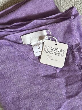 Monday Swimwear Lavender Lilac Purple 100% Linen Longline Sarong, NWT
